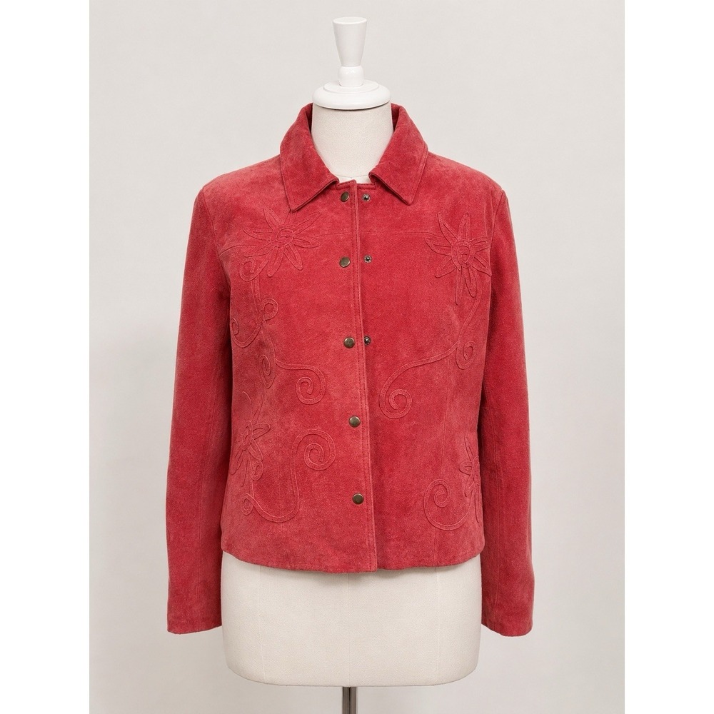 Coldwater Creek Pink Leather Jacket Coat Women's Size Small